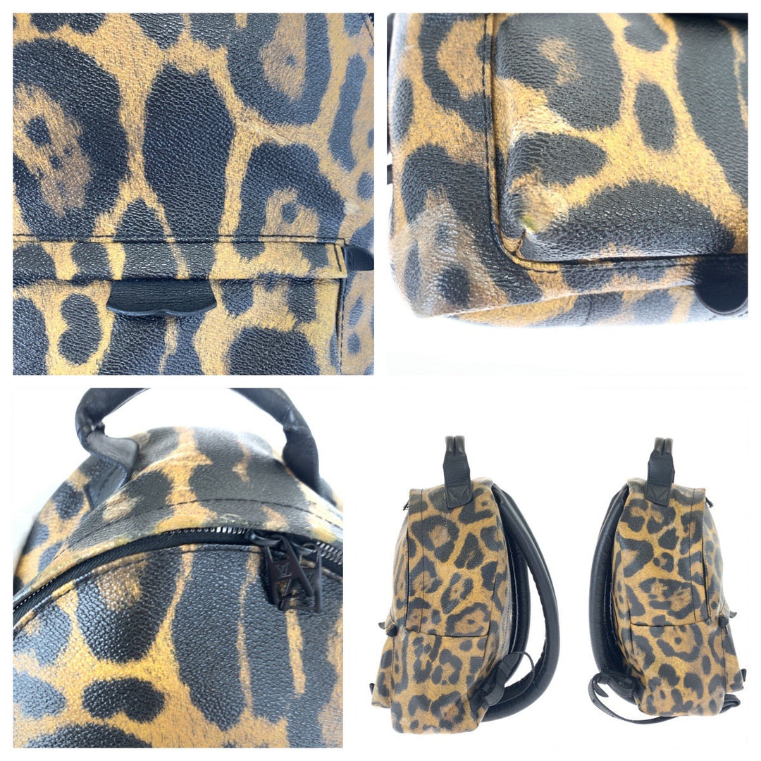 LOUIS VUITTON Backpack M52020 PVC Brown black Backpack Backpack Leopard Leopard Pattern Palm Springs PM Women Used Authentic