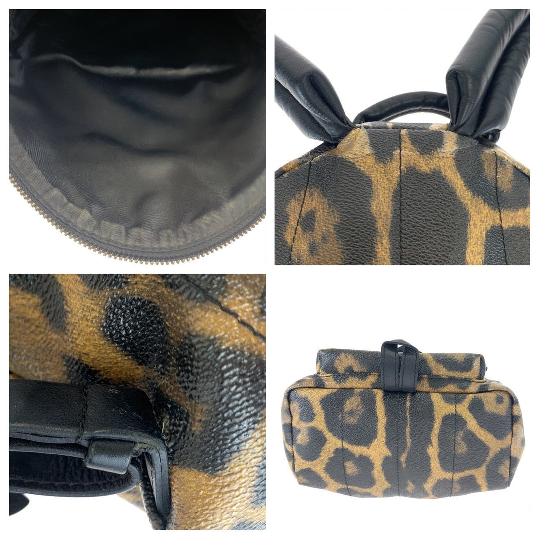 LOUIS VUITTON Backpack M52020 PVC Brown black Backpack Backpack Leopard Leopard Pattern Palm Springs PM Women Used Authentic