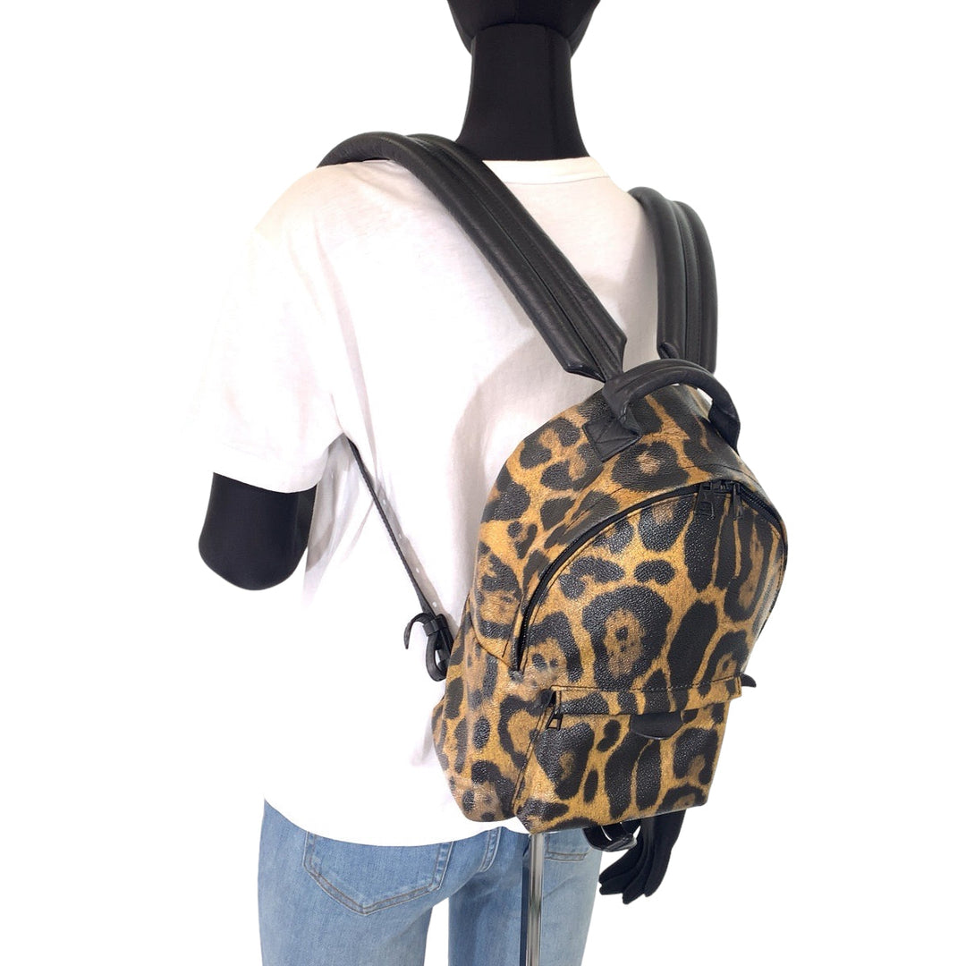 LOUIS VUITTON Backpack M52020 PVC Brown black Backpack Backpack Leopard Leopard Pattern Palm Springs PM Women Used Authentic
