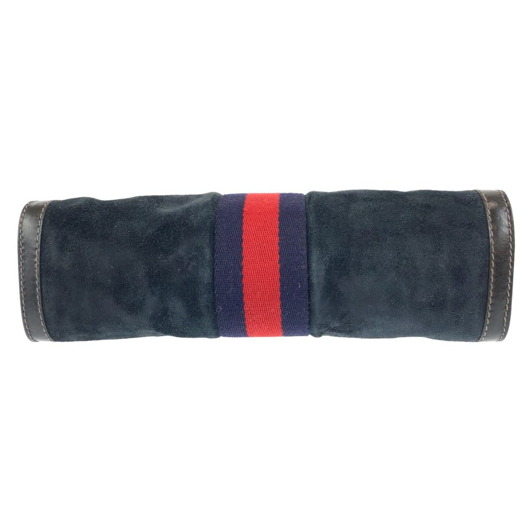 GUCCI Clutch bag Suede, Leather Navy black Clutch bag business bag Old Gucci Sherry line mens Used Authentic