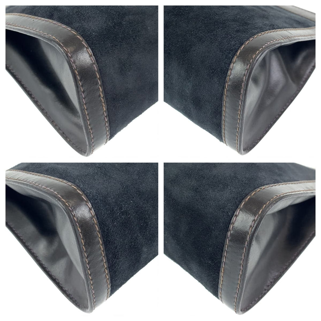 GUCCI Clutch bag Suede, Leather Navy black Clutch bag business bag Old Gucci Sherry line mens Used Authentic