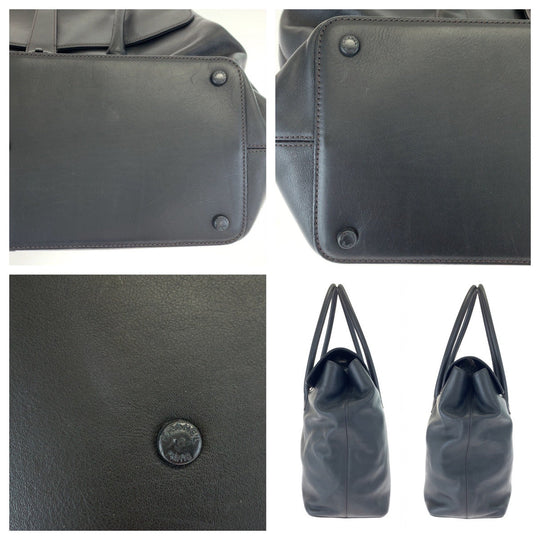 CHANEL Boston Duffel bag leather Black Black Metal Boston Duffel bag Tote Bag Handbag Unisex COCO Mark Turnlock Women Used Authentic