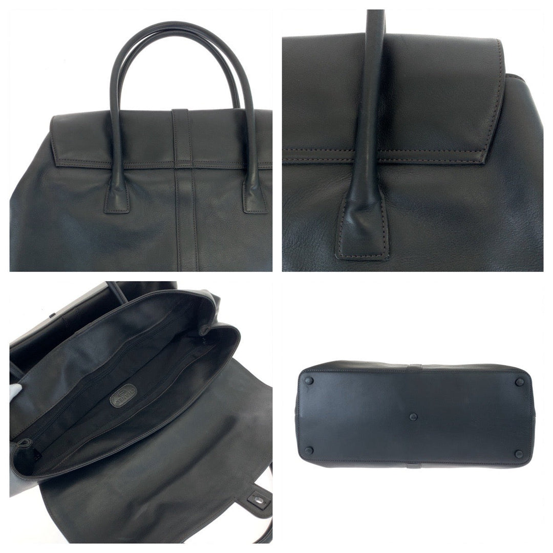 CHANEL Boston Duffel bag leather Black Black Metal Boston Duffel bag Tote Bag Handbag Unisex COCO Mark Turnlock Women Used Authentic