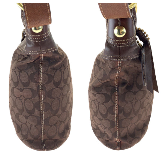 COACH Shoulder Bag canvas Brown Signature