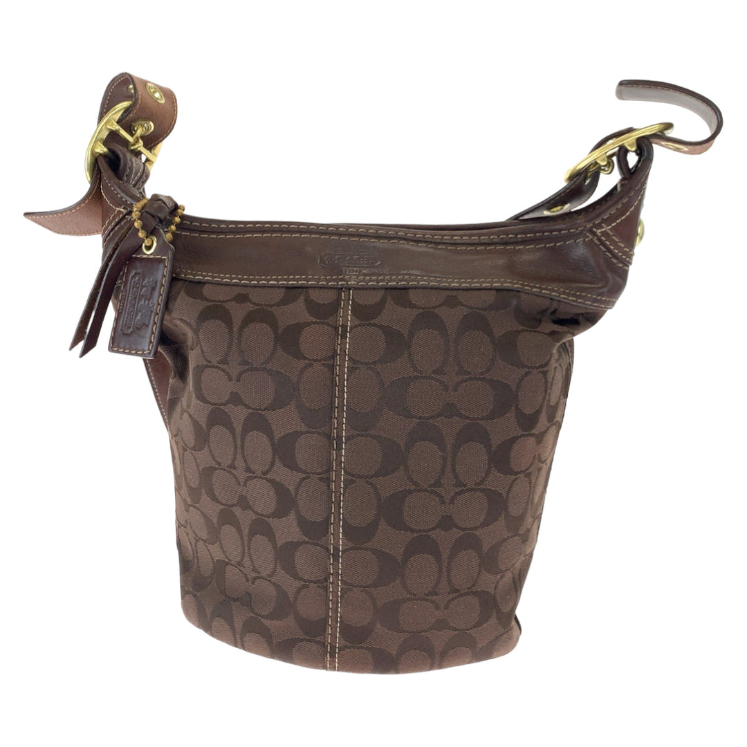 COACH Shoulder Bag canvas Brown Signature