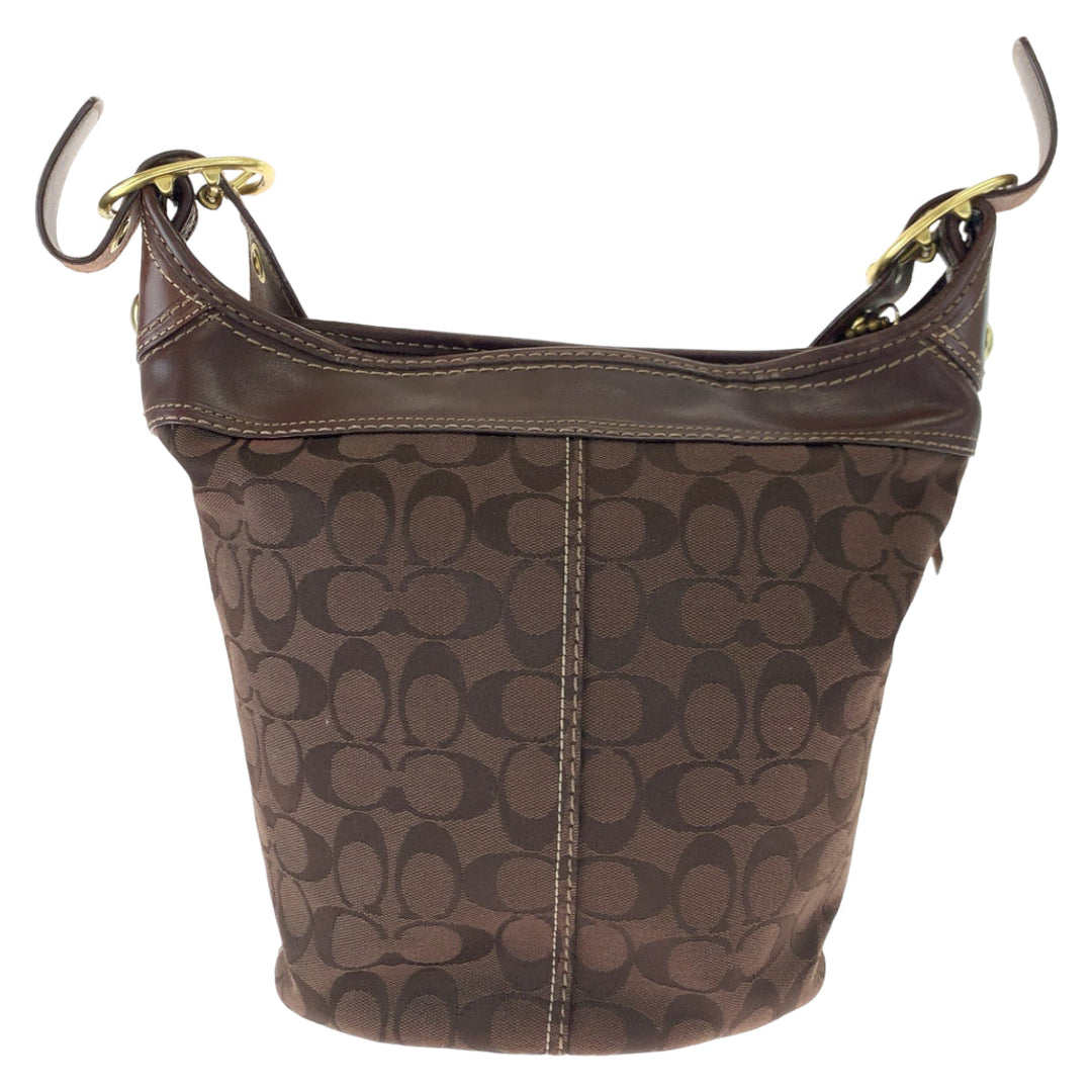 COACH Shoulder Bag canvas Brown Signature