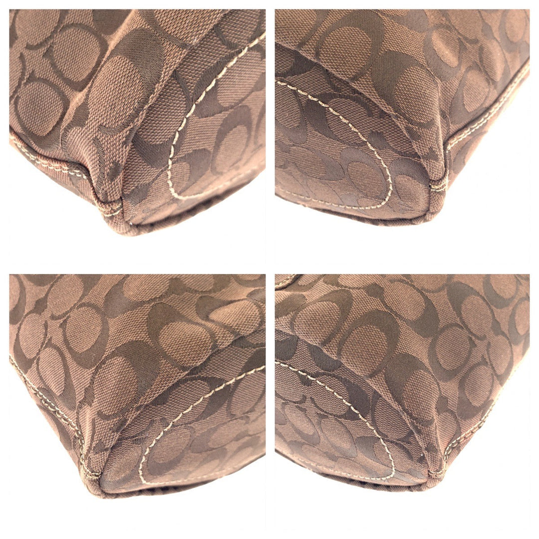 COACH Shoulder Bag canvas Brown Signature