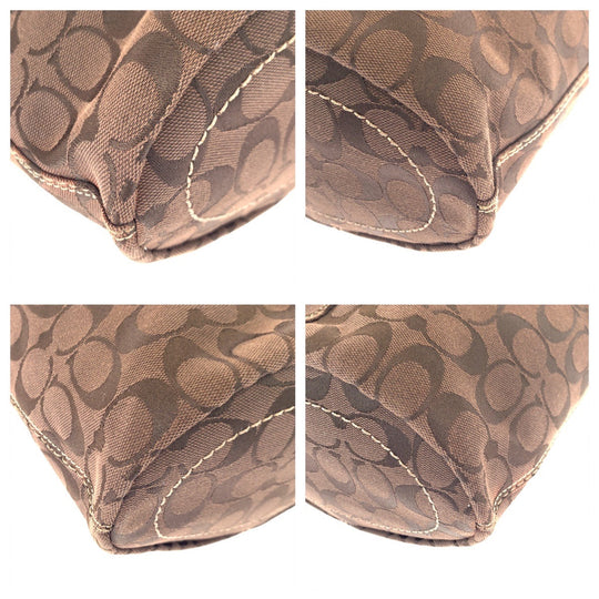 COACH Shoulder Bag canvas Brown Signature