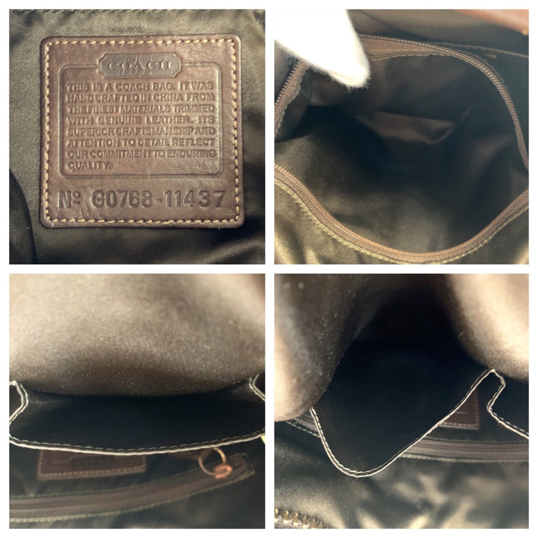 COACH Shoulder Bag canvas Brown Signature