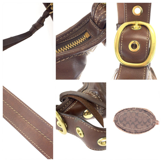 COACH Shoulder Bag canvas Brown Signature