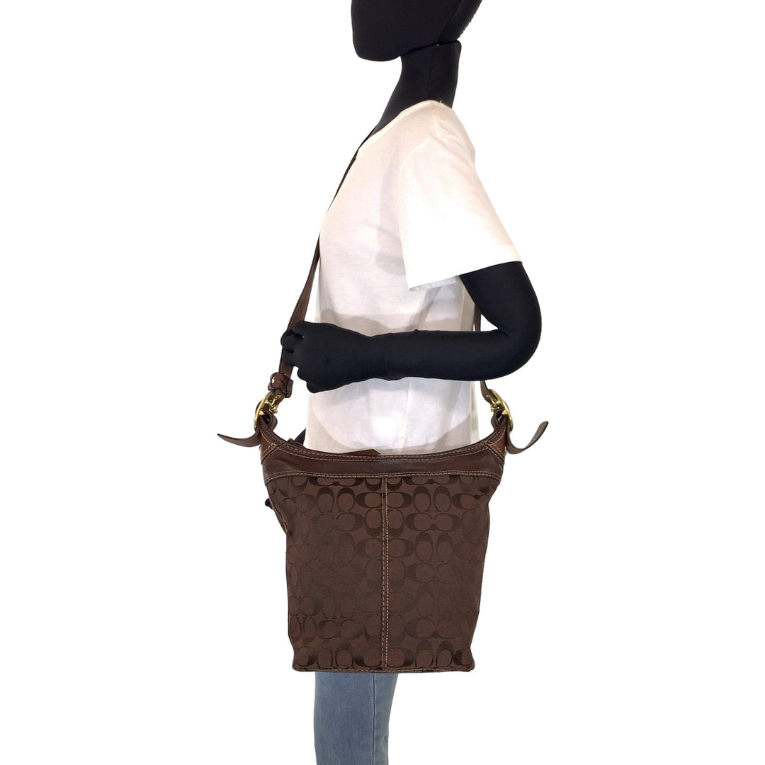 COACH Shoulder Bag canvas Brown Signature