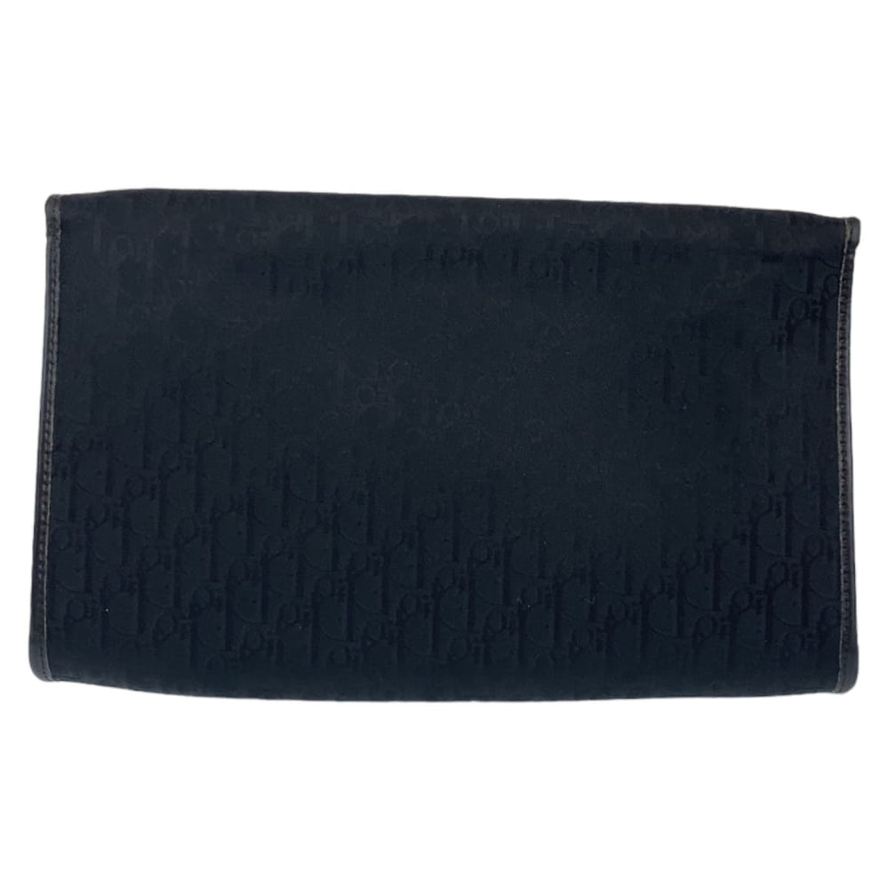 Dior Shoulder Bag canvas Black Gold Metal ChainShoulder Bag Clutch bag Trotter Women Used Authentic