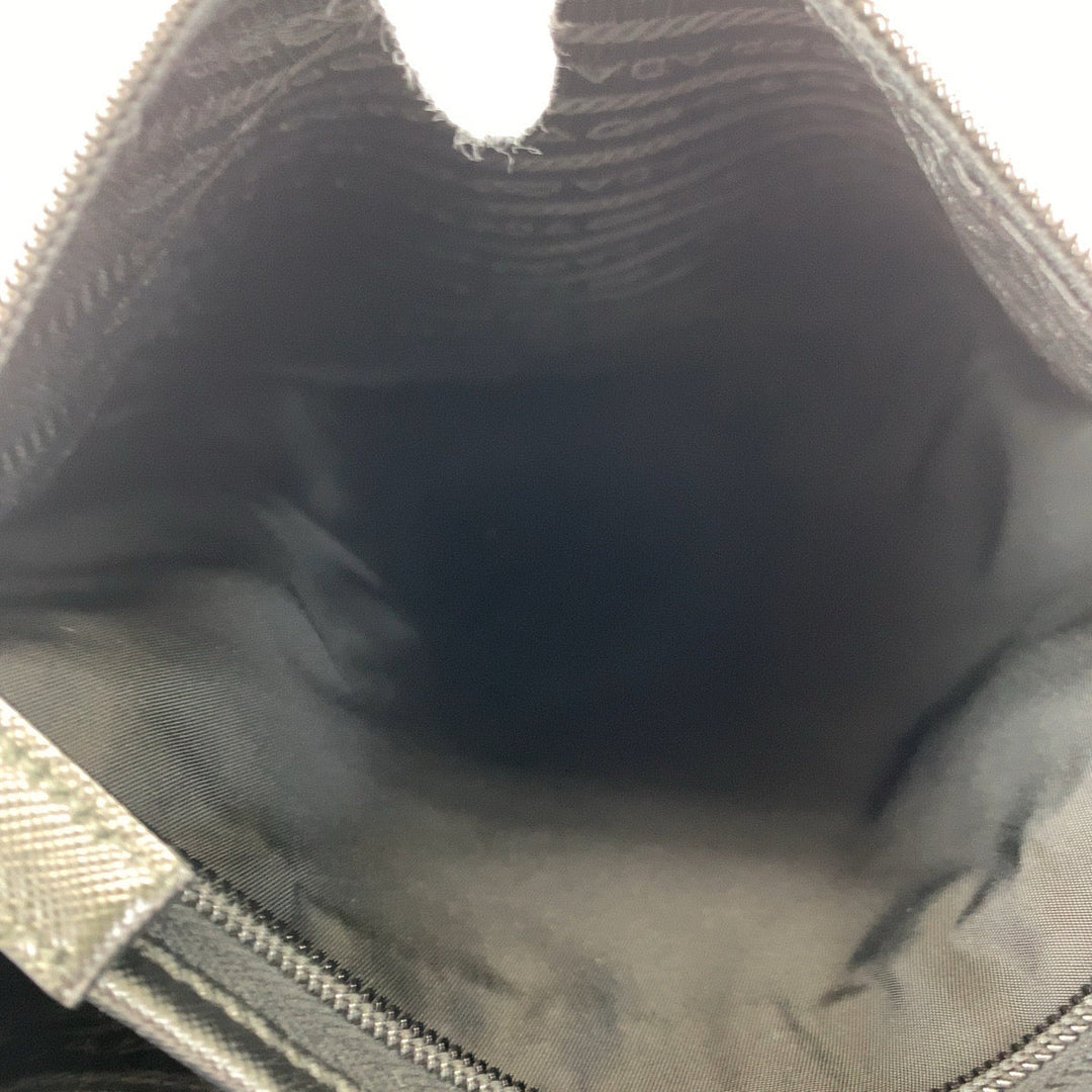 PRADA Shoulder Bag VA0339 Nylon Black SilverMetal Crossbody Shoulder Bag Messenger Bag Test Triangle With logo Women Used Authentic