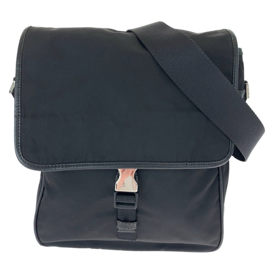 PRADA Shoulder Bag VA0339 Nylon Black SilverMetal Crossbody Shoulder Bag Messenger Bag Test Triangle With logo Women Used Authentic