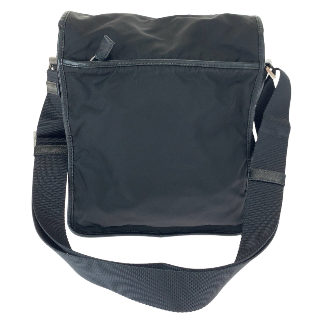 PRADA Shoulder Bag VA0339 Nylon Black SilverMetal Crossbody Shoulder Bag Messenger Bag Test Triangle With logo Women Used Authentic