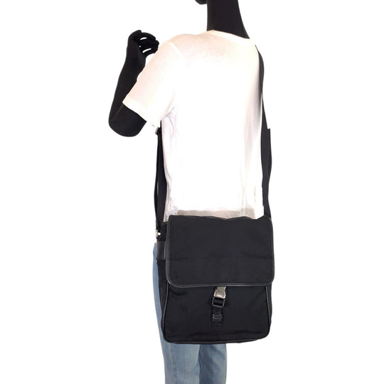 PRADA Shoulder Bag VA0339 Nylon Black SilverMetal Crossbody Shoulder Bag Messenger Bag Test Triangle With logo Women Used Authentic