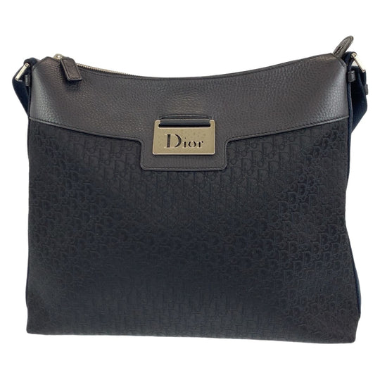 Dior Shoulder Bag Canvas, Leather Black SilverMetal Shoulder back shoulder bag Trotter Oblique Women Used Authentic