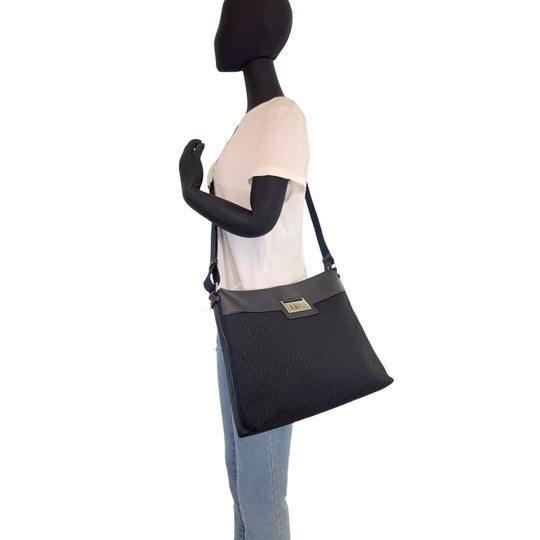 Dior Shoulder Bag Canvas, Leather Black SilverMetal Shoulder back shoulder bag Trotter Oblique Women Used Authentic