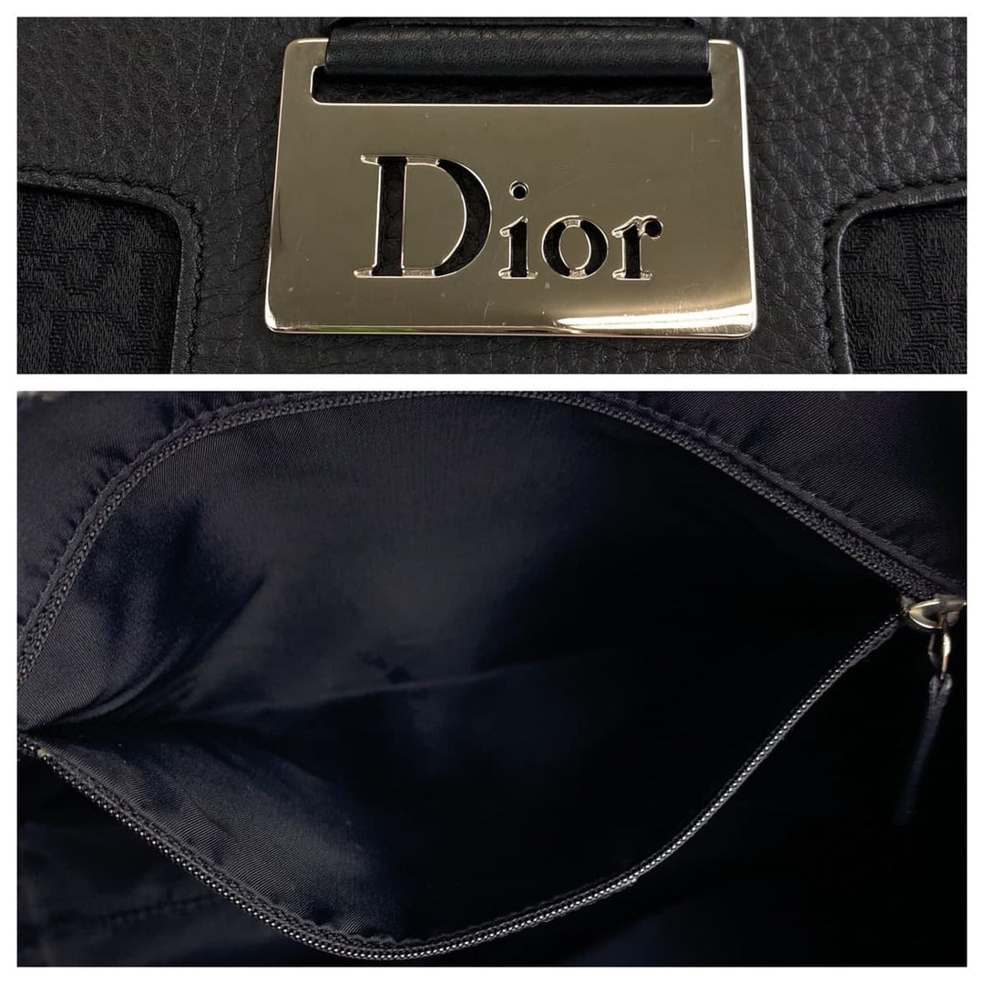 Dior Shoulder Bag Canvas, Leather Black SilverMetal Shoulder back shoulder bag Trotter Oblique Women Used Authentic