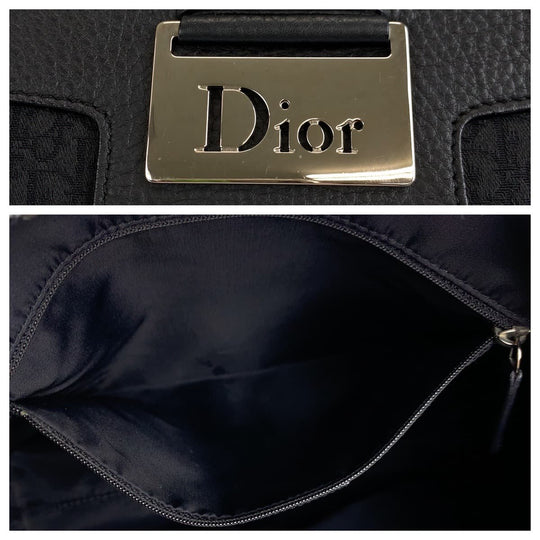 Dior Shoulder Bag Canvas, Leather Black SilverMetal Shoulder back shoulder bag Trotter Oblique Women Used Authentic