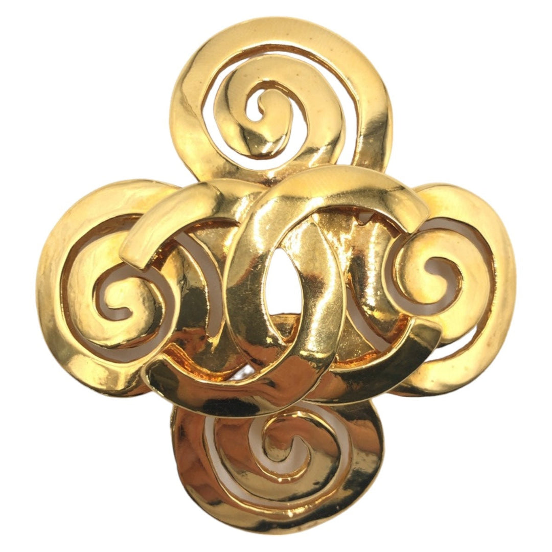 CHANEL Brooch metal gold Brooch COCO Mark Women Used Authentic