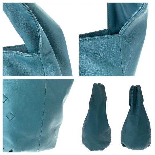 BOTTEGAVENETA Shoulder Bag 131673 leather green One Shoulder Bag INTRECCIATO Hobo Women Used Authentic