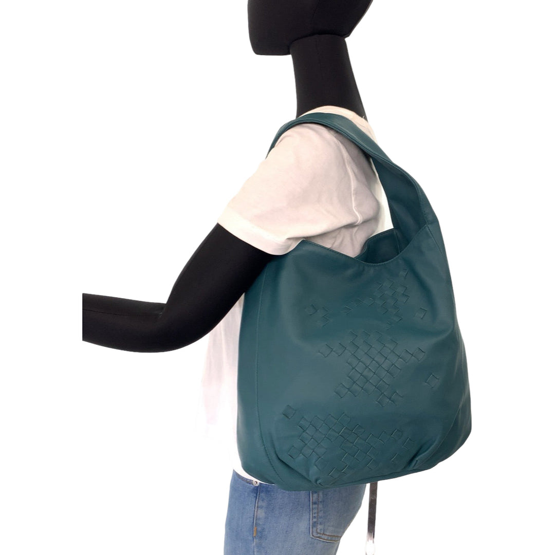 BOTTEGAVENETA Shoulder Bag 131673 leather green One Shoulder Bag INTRECCIATO Hobo Women Used Authentic