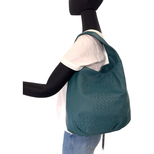 BOTTEGAVENETA Shoulder Bag 131673 leather green One Shoulder Bag INTRECCIATO Hobo Women Used Authentic