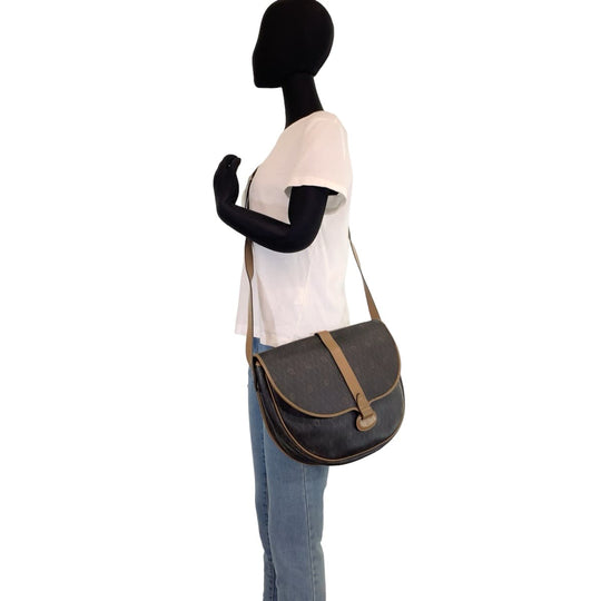 Dior Shoulder Bag leather Brown Gold Metal Crossbody Shoulder Bag Pochette Honeycomb Pattern Women Used Authentic
