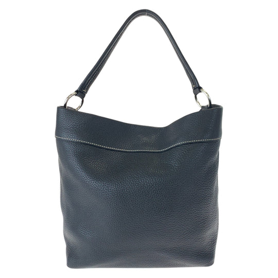 PRADA Shoulder Bag leather Black Silver Metal Shoulder Bag Hobo Women Used Authentic