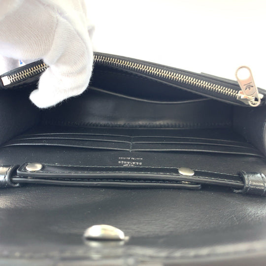 BALENCIAGA Long Wallet Purse 2304BLSJJ BAL3145 leather Black Adidas collaboration Hourglass Wallet On Chain Women Used Authentic