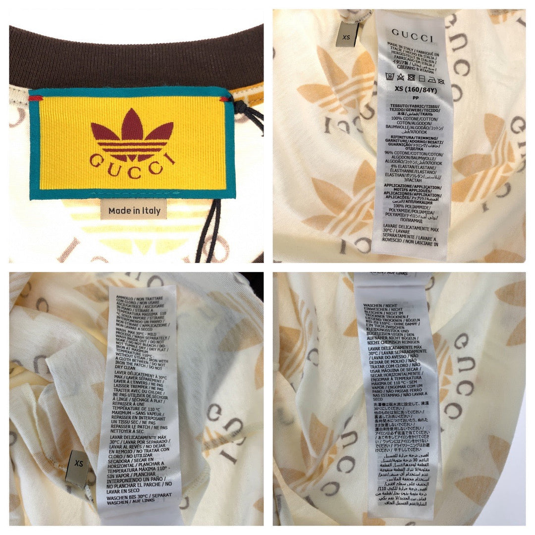GUCCI Short sleeve T-shirt 693539 cotton Cream Orange Black Short-sleeved T-shirt, V-neck, short length adidasxGUCCI logo Women XS Used Authentic
