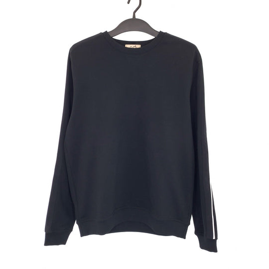 HERMES sweat H167515HA013XL cotton black black white white Sweatshirt, fleece lining 22AW RunH mens L Used Authentic