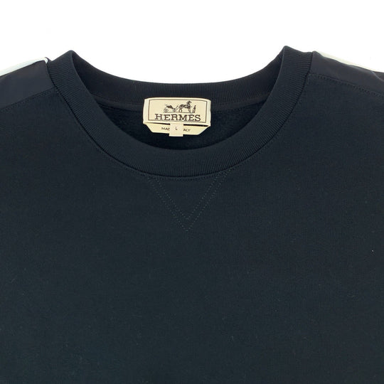 HERMES sweat H167515HA013XL cotton black black white white Sweatshirt, fleece lining 22AW RunH mens L Used Authentic