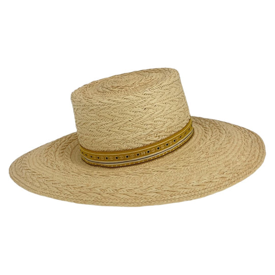 HERMES hat Straw, Polyester Natural Light Brown Straw Hat Andalusia Women 57 Used Authentic
