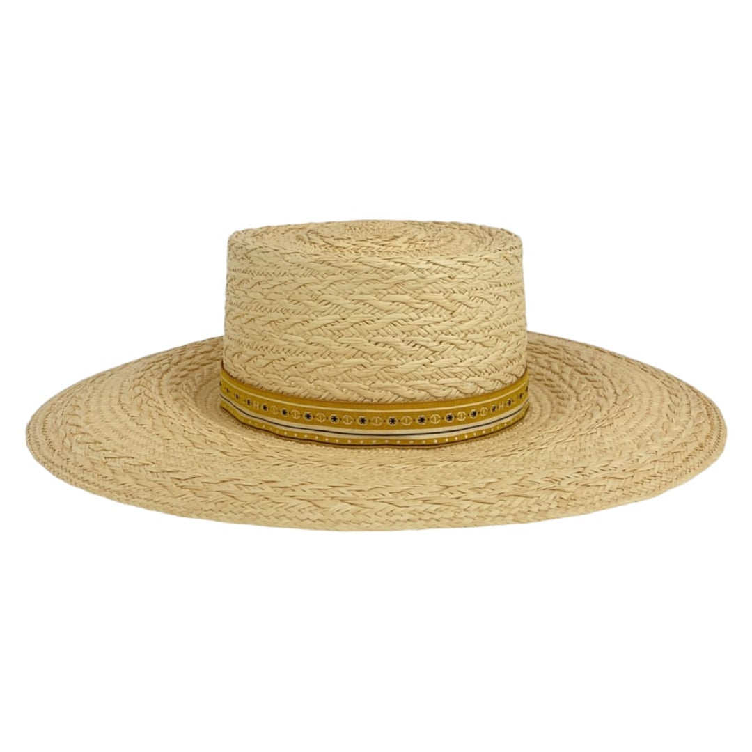 HERMES hat Straw, Polyester Natural Light Brown Straw Hat Andalusia Women 57 Used Authentic