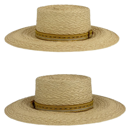 HERMES hat Straw, Polyester Natural Light Brown Straw Hat Andalusia Women 57 Used Authentic