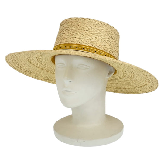 HERMES hat Straw, Polyester Natural Light Brown Straw Hat Andalusia Women 57 Used Authentic