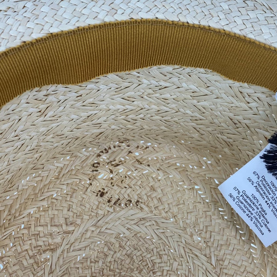 HERMES hat Straw, Polyester Natural Light Brown Straw Hat Andalusia Women 57 Used Authentic