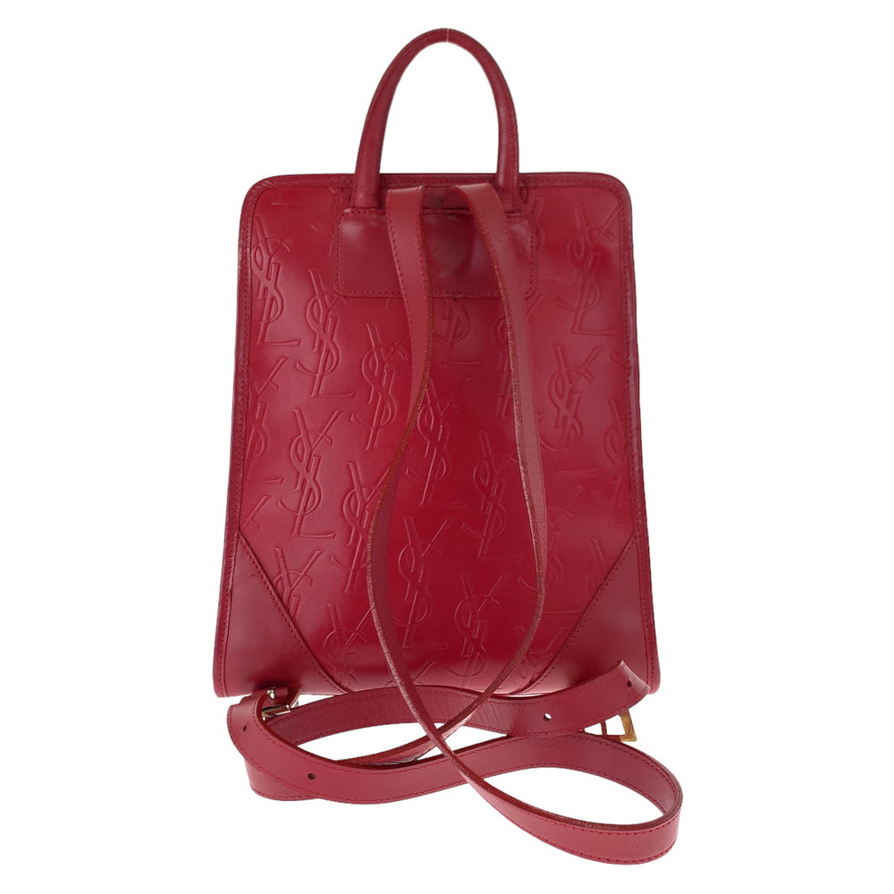 Yves Saint Laurent Backpack leather Red red Backpack YSL Women Used Authentic