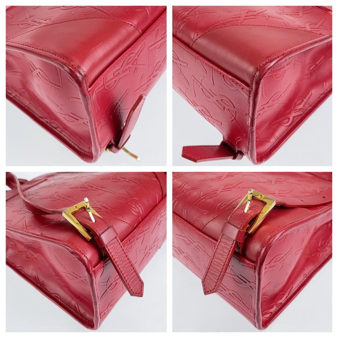 Yves Saint Laurent Backpack leather Red red Backpack YSL Women Used Authentic