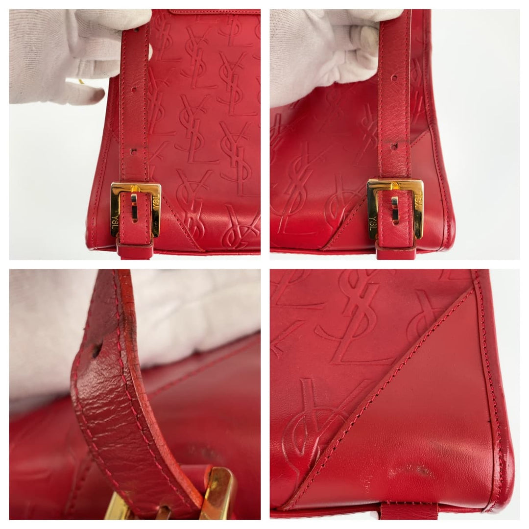 Yves Saint Laurent Backpack leather Red red Backpack YSL Women Used Authentic