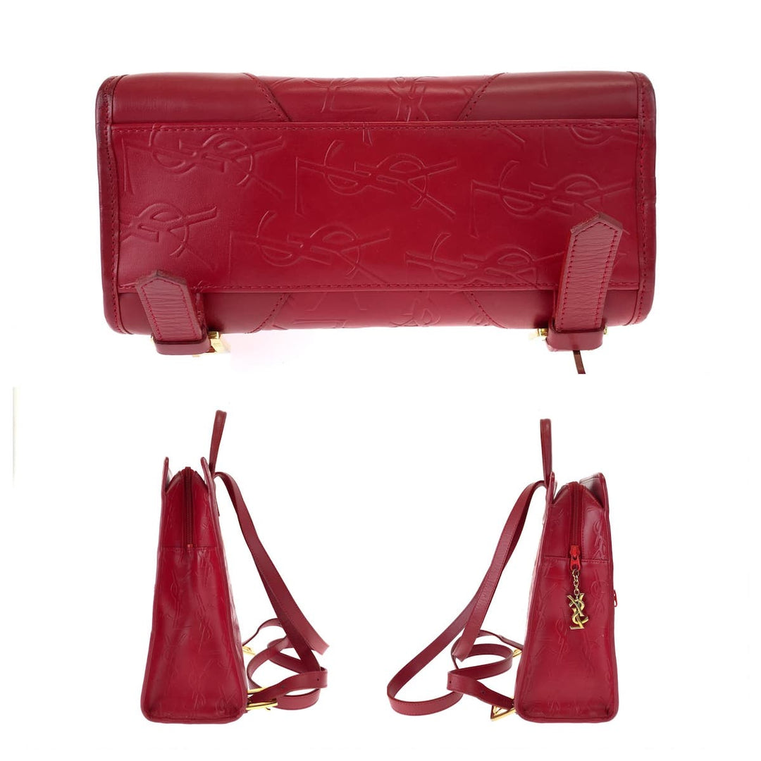 Yves Saint Laurent Backpack leather Red red Backpack YSL Women Used Authentic