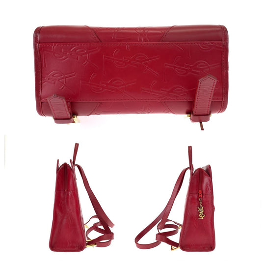 Yves Saint Laurent Backpack leather Red red Backpack YSL Women Used Authentic