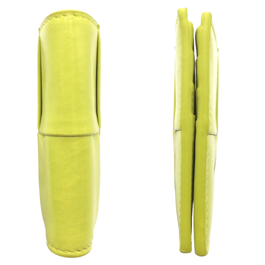 BOTTEGAVENETA Bifold Wallet leather Yellow Lime Yellow Folding wallet Compact wallet MAXI INTRECCIATO cassette mens Used Authentic