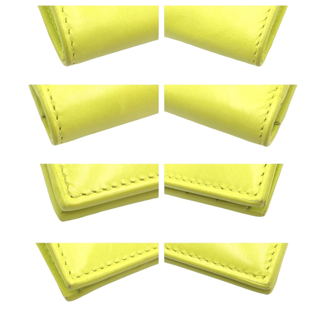 BOTTEGAVENETA Bifold Wallet leather Yellow Lime Yellow Folding wallet Compact wallet MAXI INTRECCIATO cassette mens Used Authentic