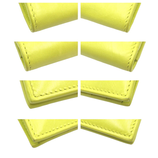 BOTTEGAVENETA Bifold Wallet leather Yellow Lime Yellow Folding wallet Compact wallet MAXI INTRECCIATO cassette mens Used Authentic