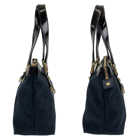 GUCCI Tote Bag 141471 GG canvas Black GoldMetal Tote Bag handbag Abbey Women Used Authentic
