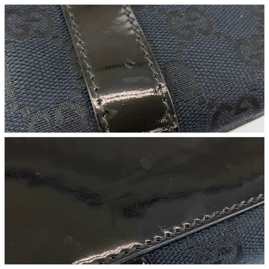 GUCCI Tote Bag 141471 GG canvas Black GoldMetal Tote Bag handbag Abbey Women Used Authentic