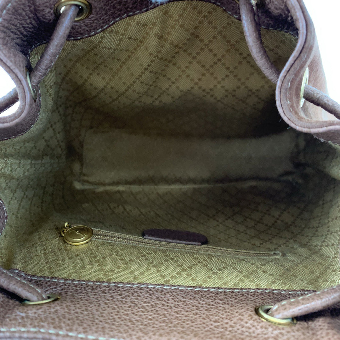 GUCCI Backpack 003 3444 0030 Suede Brown Gold Metal Backpack Bamboo Old Gucci Women Used Authentic